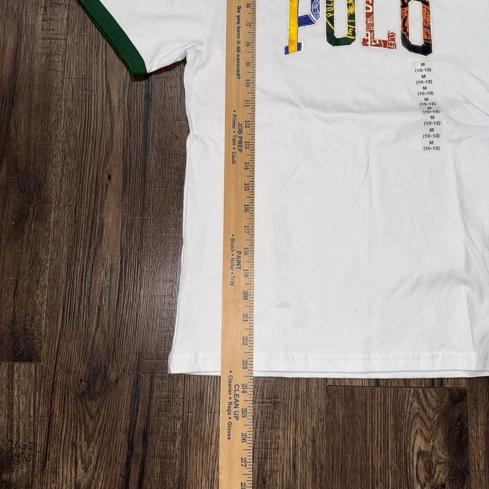 Polo Ralph Lauren White Logo Ringer Classic Fit Crewneck T Shirt Boy's Medium